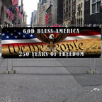 250 years of Freedom Fence Banner God Bless America Patriotic Flag