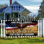 250 years of Freedom Fence Banner God Bless America Patriotic Flag