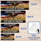 250 years of Freedom Fence Banner God Bless America Patriotic Flag