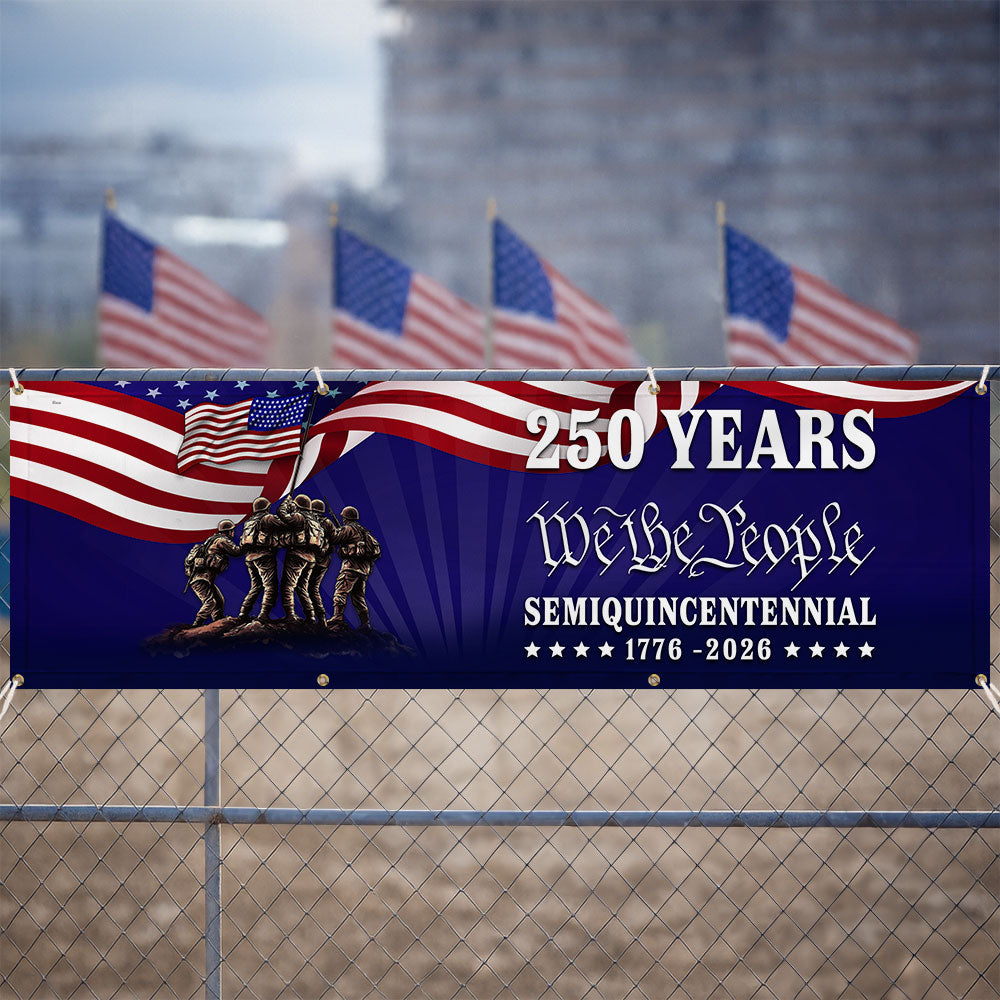 250 years Patriotic Fence Banner We The People American outdoor flag