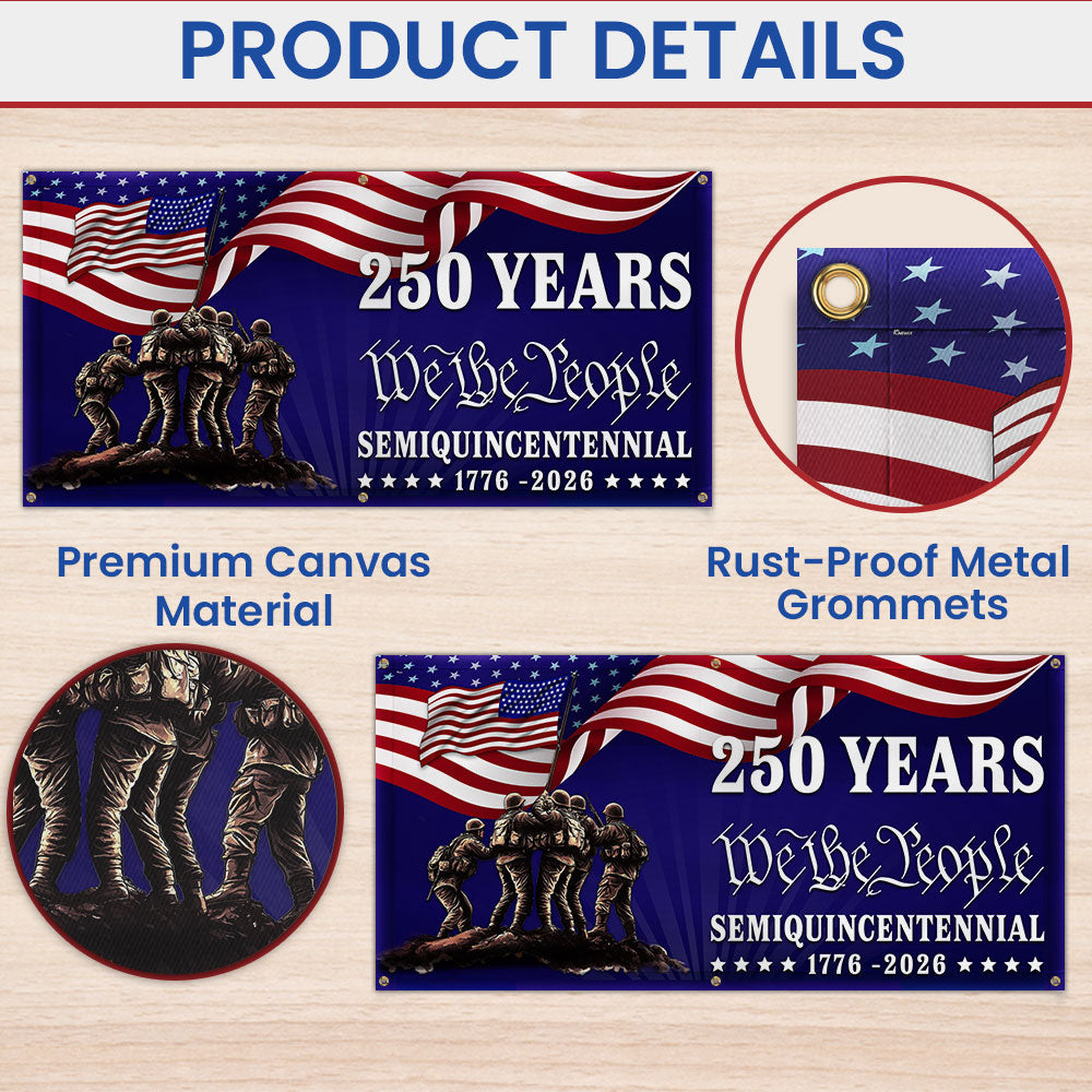 250 years Patriotic Fence Banner We The People American outdoor flag