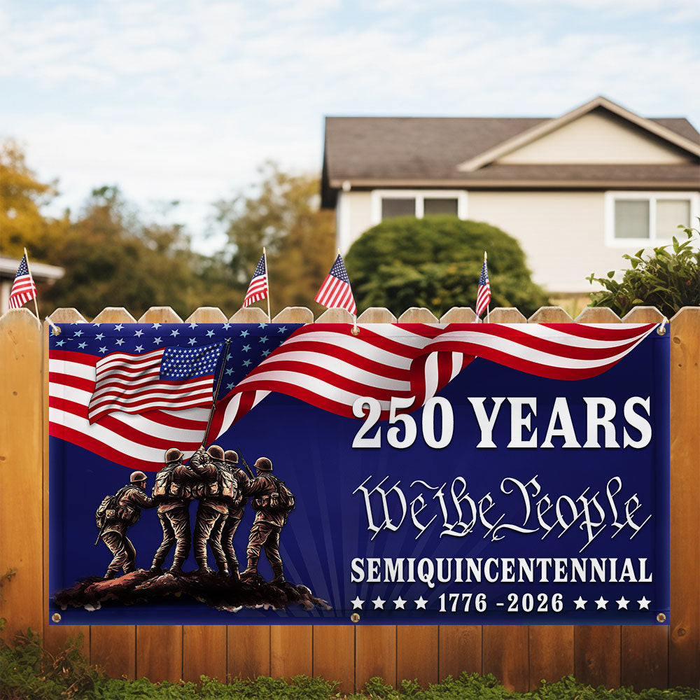 250 years Patriotic Fence Banner We The People American outdoor flag