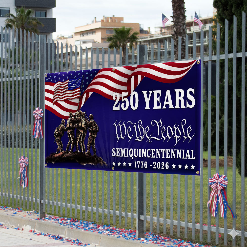250 years Patriotic Fence Banner We The People American outdoor flag