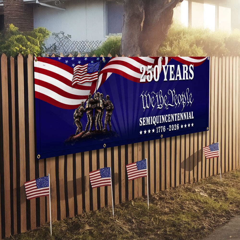 250 years Patriotic Fence Banner We The People American outdoor flag
