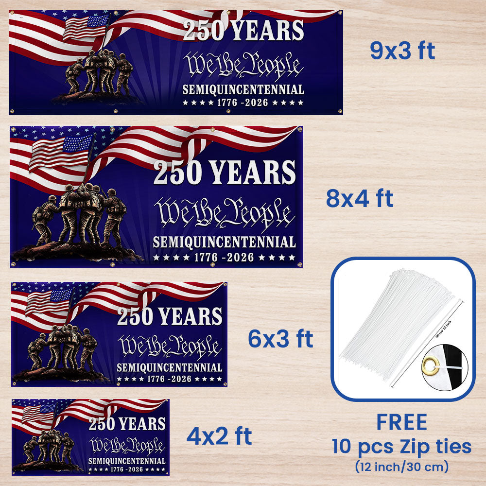 250 years Patriotic Fence Banner We The People American outdoor flag