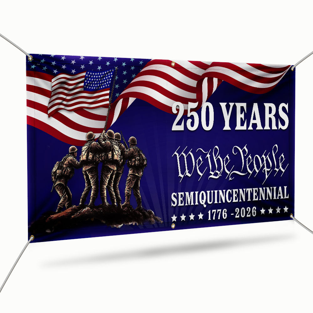 250 years Patriotic Fence Banner We The People American outdoor flag