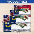 NC Patriotic Grommet Flag, 250 Years North Carolina Tar Heel State Cardinal Dogwood Flower Decor
