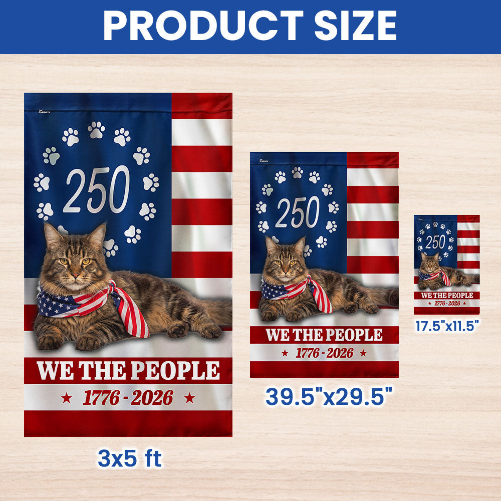 250 Years Maine Coon Cat American Flag, Patriotic Cat 1776 2026 Flag