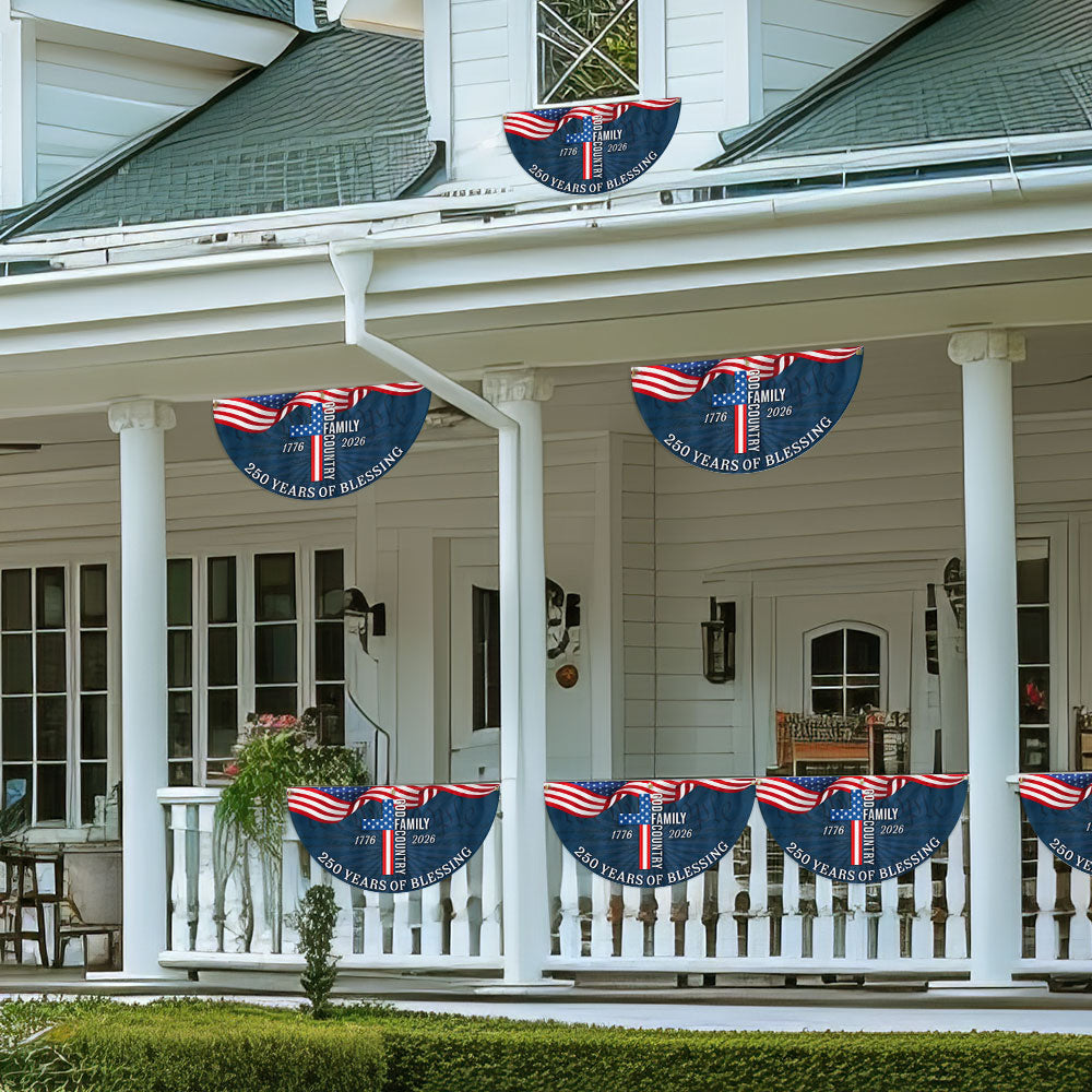 Patriotic American Flag, 250 Years of Blessing God 1776 2026 Fan Flag