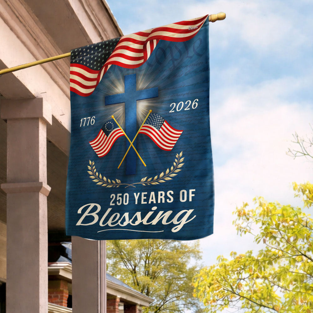 250 Years of Blessing Patriotic Christian Flag, American 1776 2026 Flag