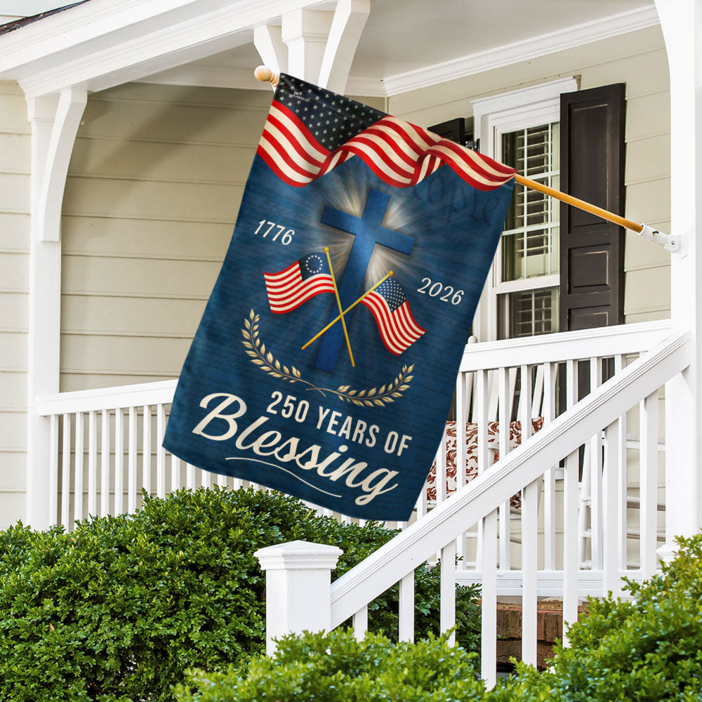 250 Years of Blessing Patriotic Christian Flag, American 1776 2026 Flag