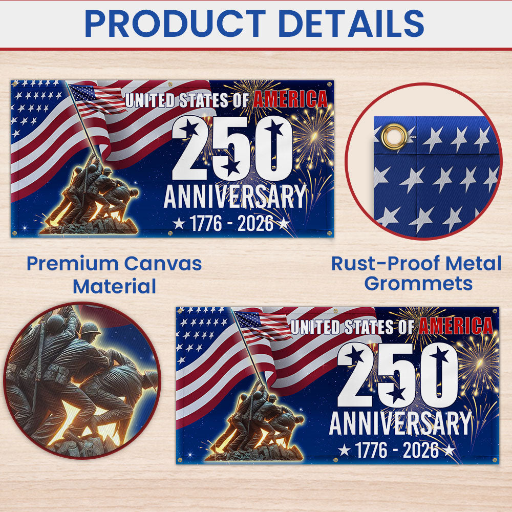 250th Anniversary USA Fence Banner 1776 2026 Patriotic outdoor Flag