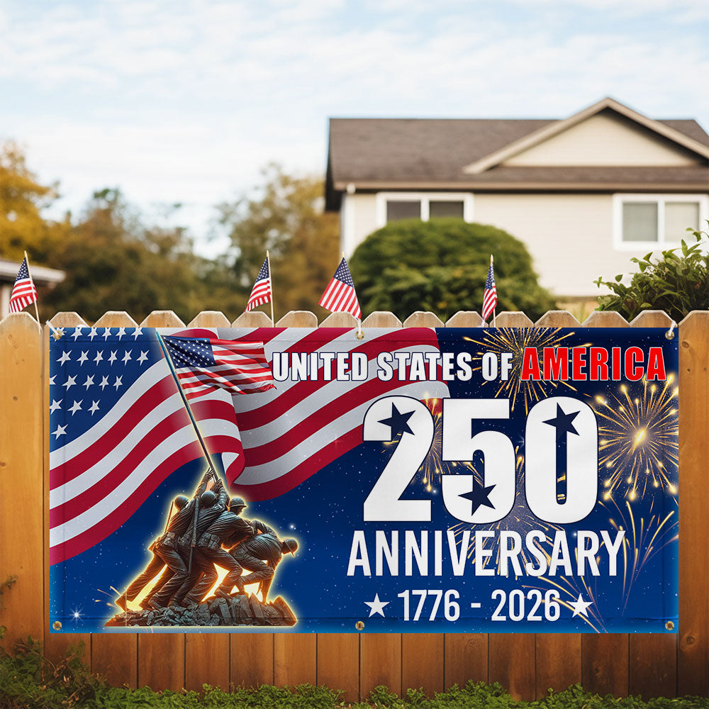 250th Anniversary USA Fence Banner 1776 2026 Patriotic outdoor Flag