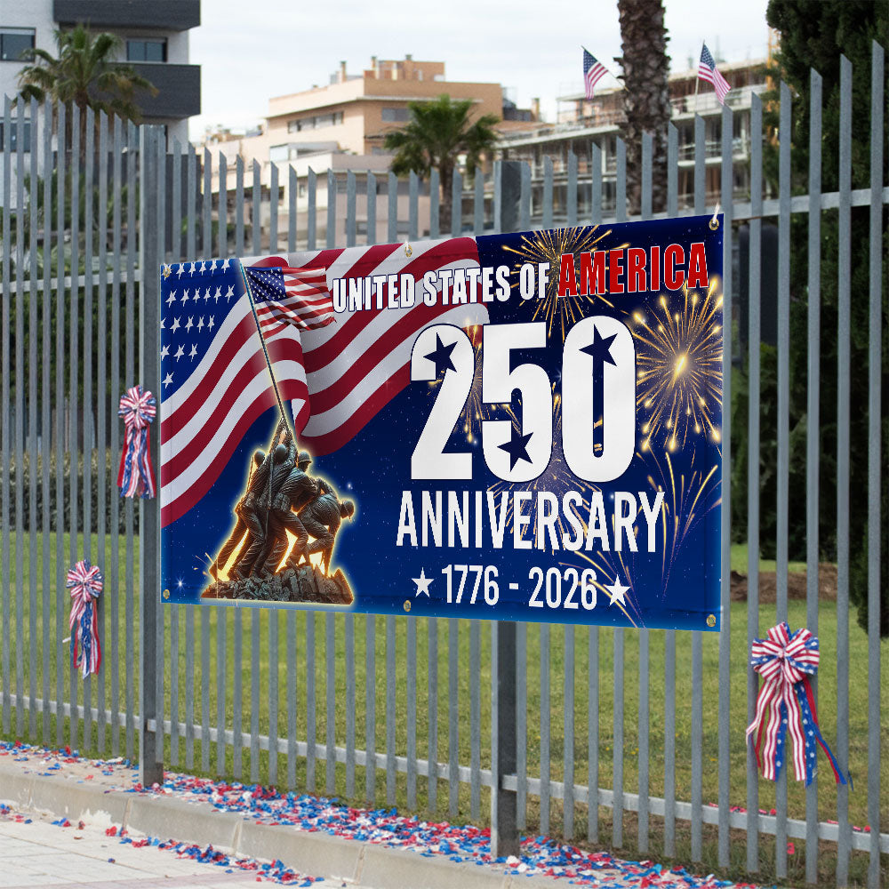 250th Anniversary USA Fence Banner 1776 2026 Patriotic outdoor Flag