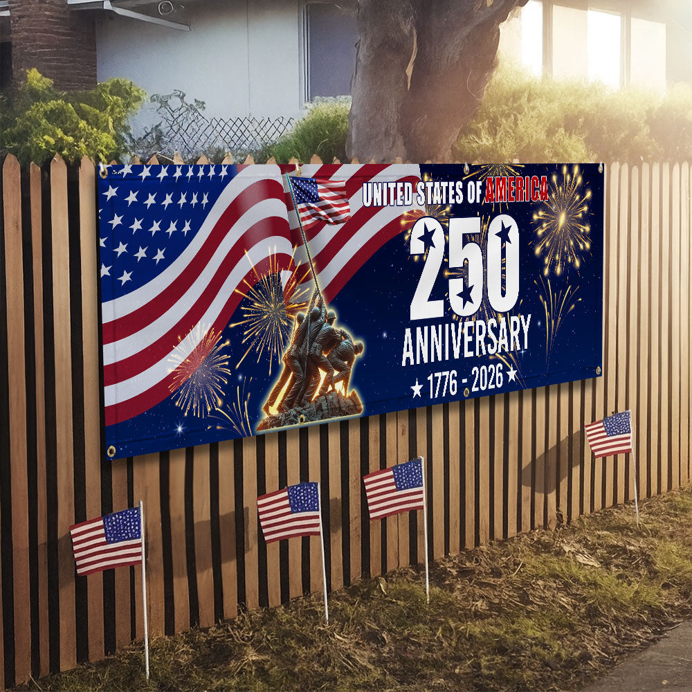 250th Anniversary USA Fence Banner 1776 2026 Patriotic outdoor Flag