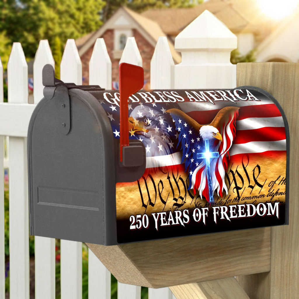 250 Years of Freedom God Bless America Flag Christ Mailbox Cover