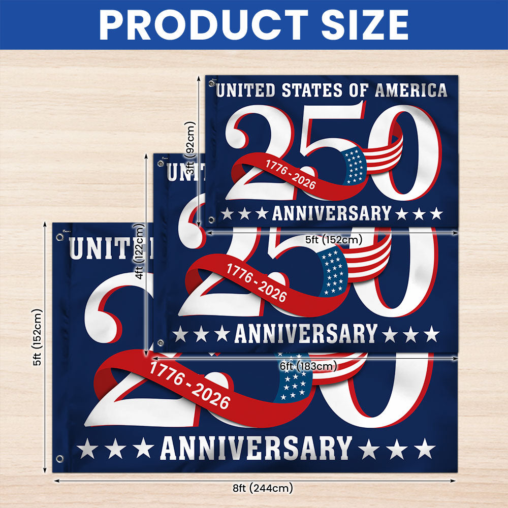 250 Years Patriotic Grommet Flag for the United States 1776 2026