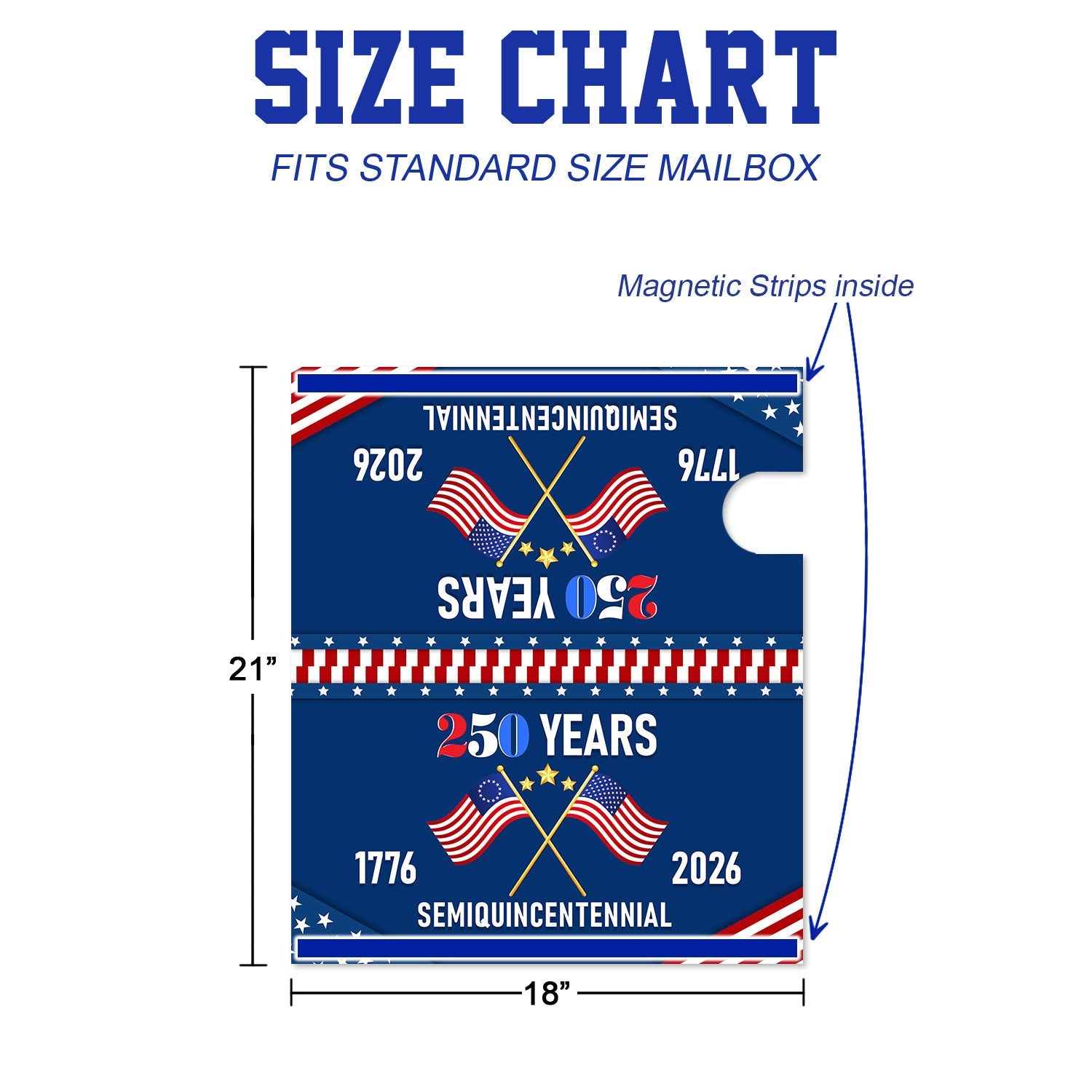 America 250th Anniversary US Semiquincentennial Flag Patriot Mailbox Cover