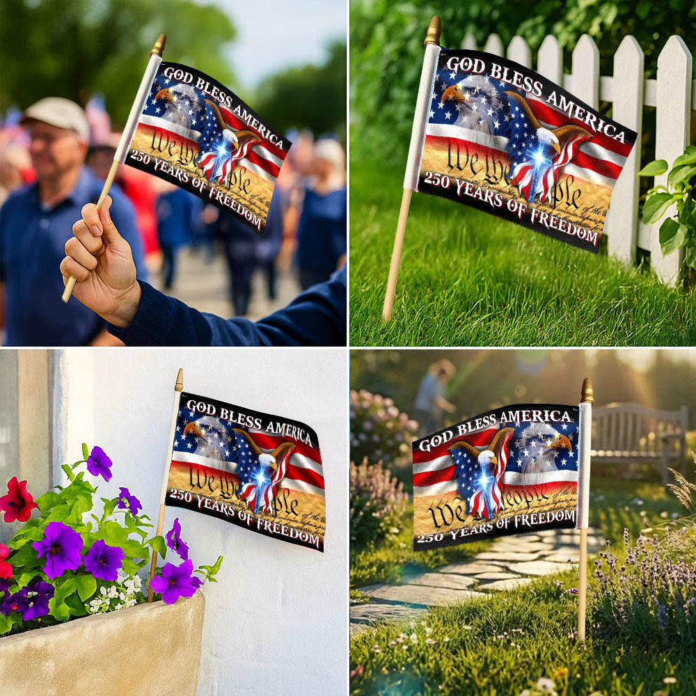 250 Years of Freedom Handheld Patriotic Flag God Bless America