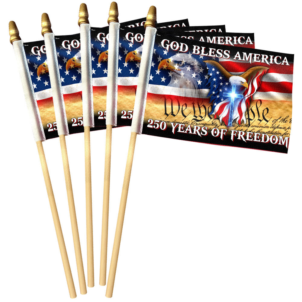 250 Years of Freedom Handheld Patriotic Flag God Bless America