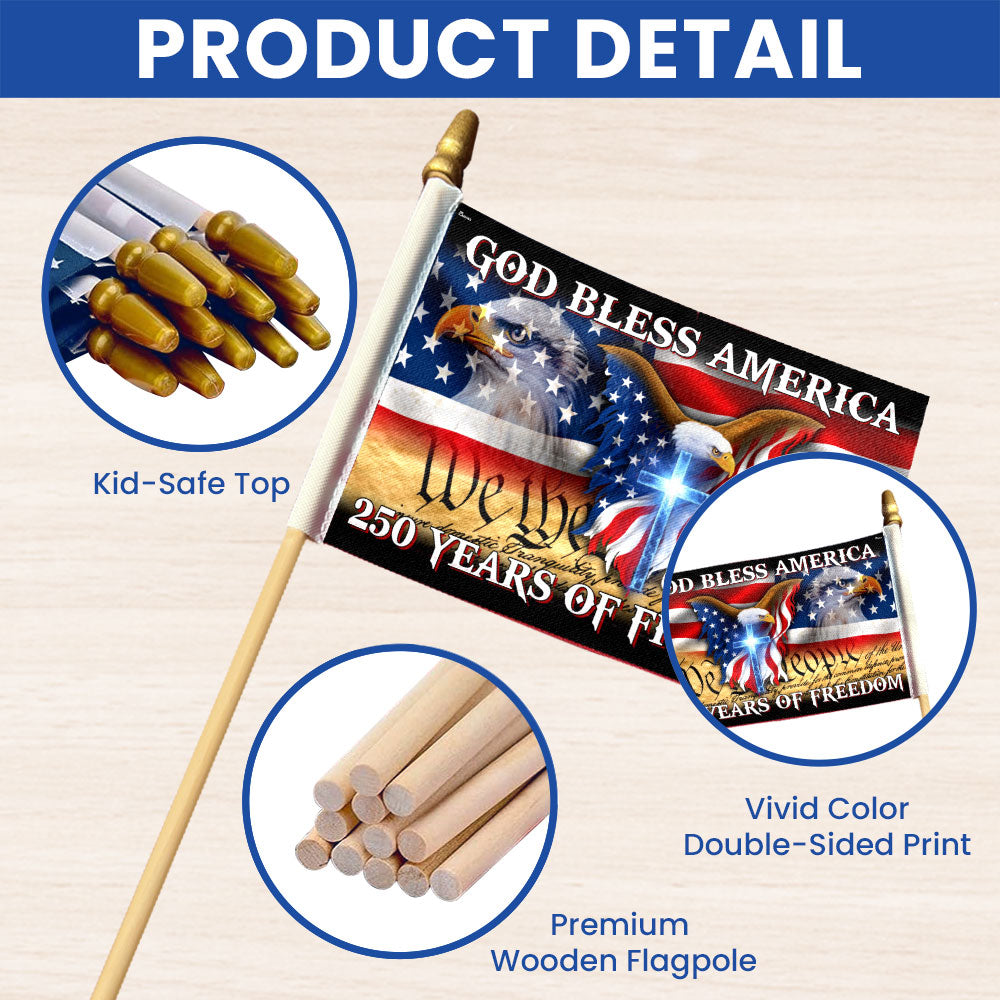 250 Years of Freedom Handheld Patriotic Flag God Bless America