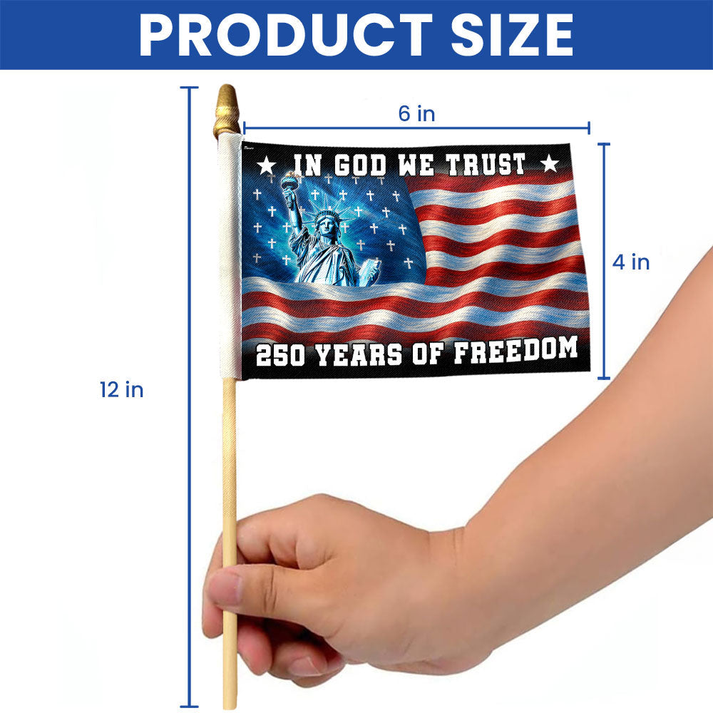 250 Years of Freedom Handheld Flag, God Bless America Patriotic Flag Decor