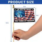 250 Years of Freedom Handheld Flag, God Bless America Patriotic Flag Decor