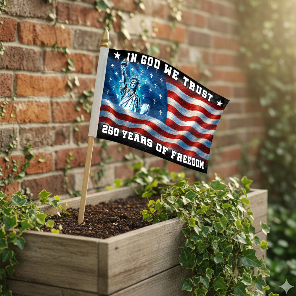 250 Years of Freedom Handheld Flag, God Bless America Patriotic Flag Decor