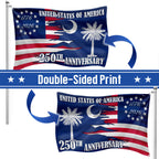 SC 250Th Anniversary Flag, 1776 2026 America South Carolina State Grommet Flag