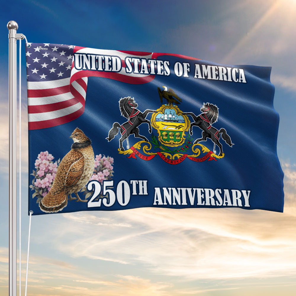 250th Anniversary Pennsylvania State with Ruffed Grouse American Grommet Flag