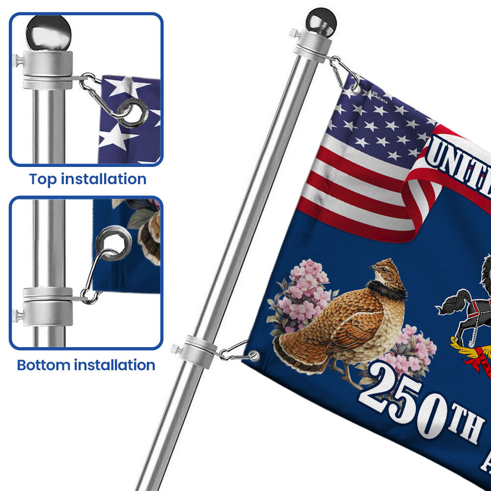 250th Anniversary Pennsylvania State with Ruffed Grouse American Grommet Flag