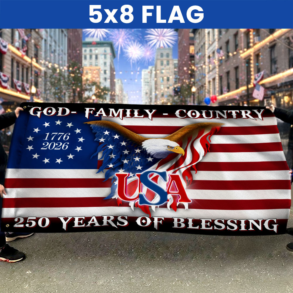 Betsy Ross 250 Years of Blessing 1776 2026 USA Patriotic Grommet Flag