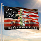 Patriotic 1776 2026 Land of the Free 250 Years of Blessing Grommet Flag