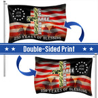 Patriotic 1776 2026 Land of the Free 250 Years of Blessing Grommet Flag