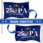 Patriotic America Pennsylvania Flag, 250 PA 1776 2026 Grommet Flag