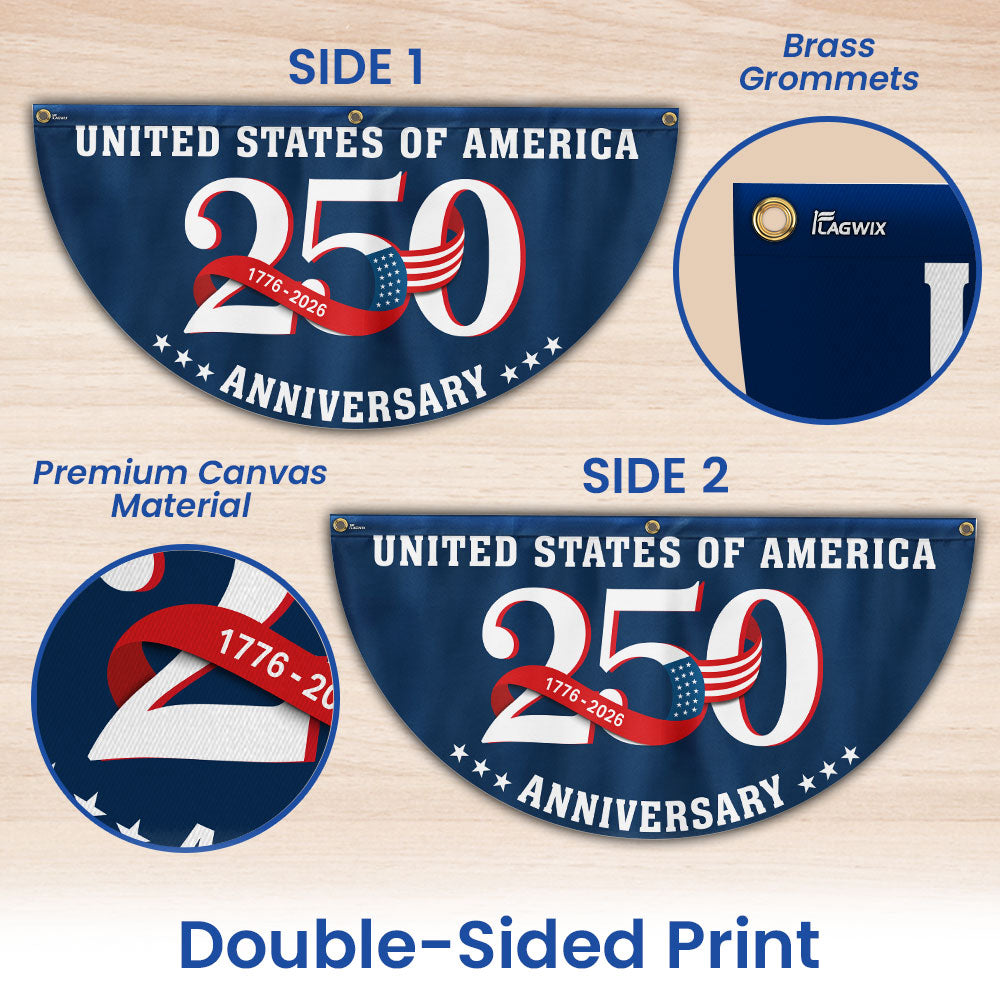 1776-2026 Semiquincentennial Fan Flag for 250 Years of America Decor