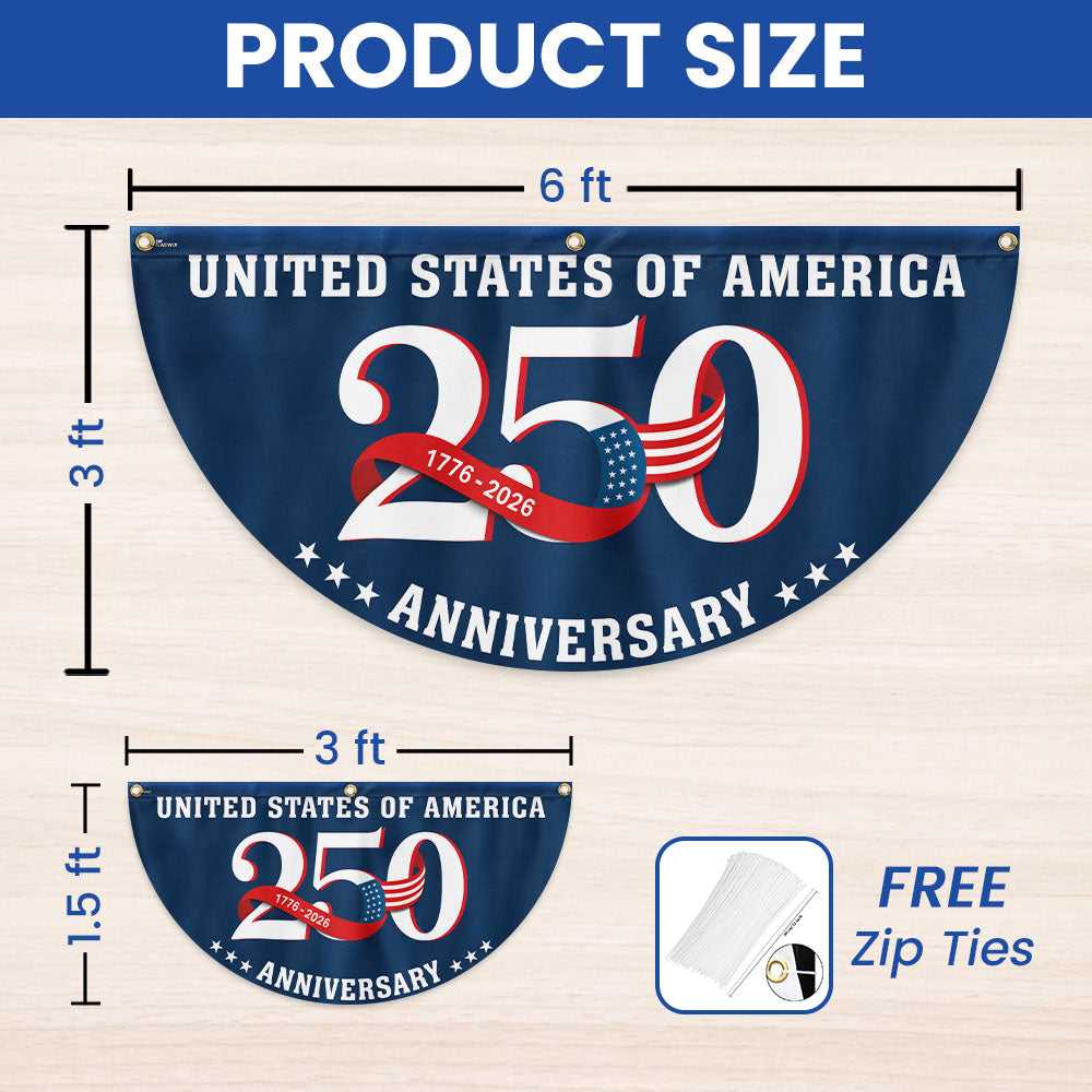 1776-2026 Semiquincentennial Fan Flag for 250 Years of America Decor