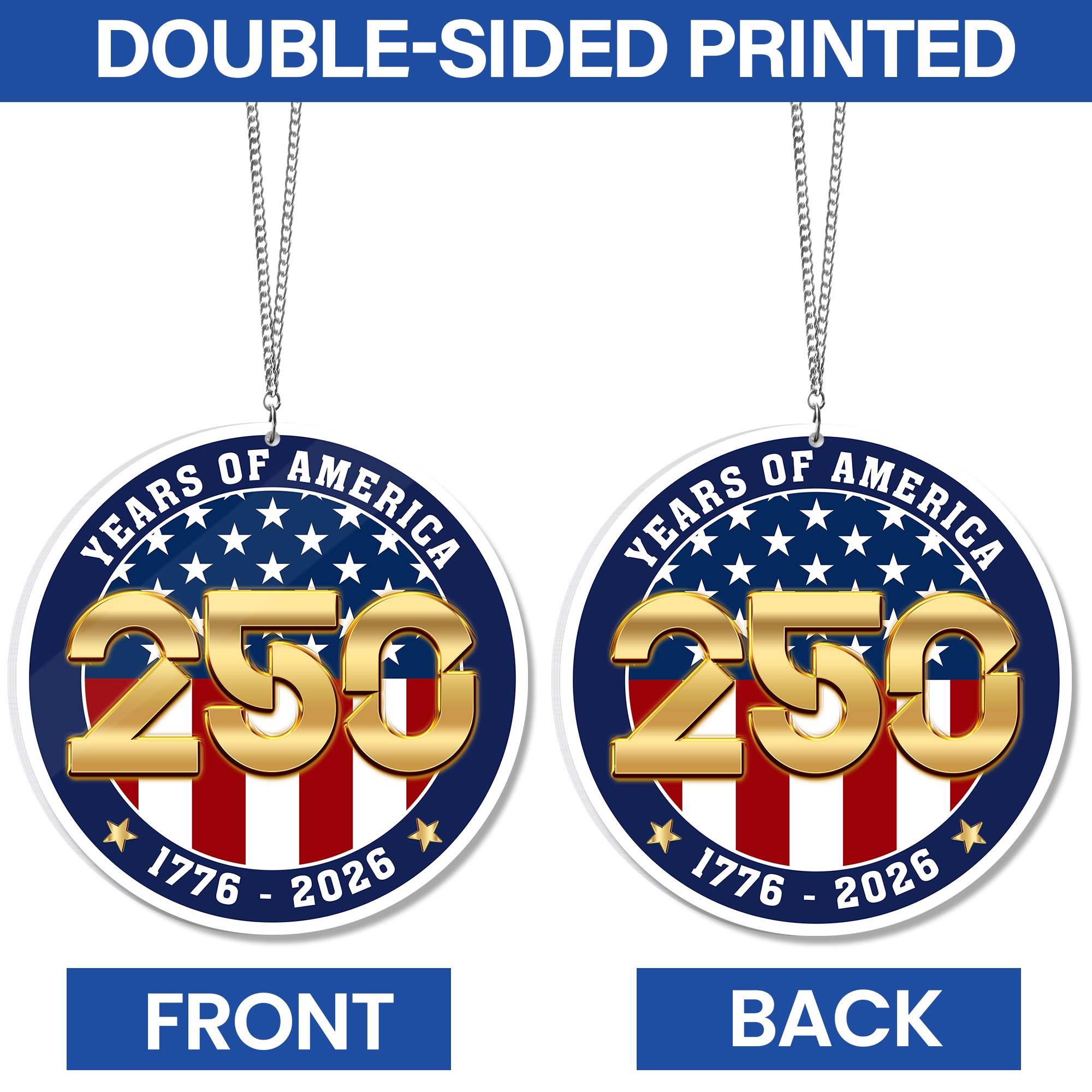 250 Years of Freedom American Flag 1776 2026 Window Hanging Decor