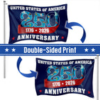 America 250th Anniversary Flag, Patriotic 1776 2026 USA Map Grommet Flag