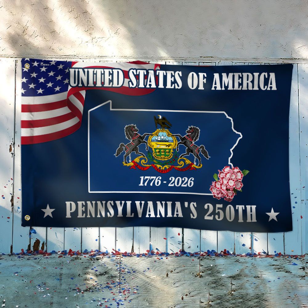 250 PA The Keystone State Flag, 1776 2026 Pennsylvania Patriotic Grommet Flag