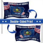 250 PA The Keystone State Flag, 1776 2026 Pennsylvania Patriotic Grommet Flag