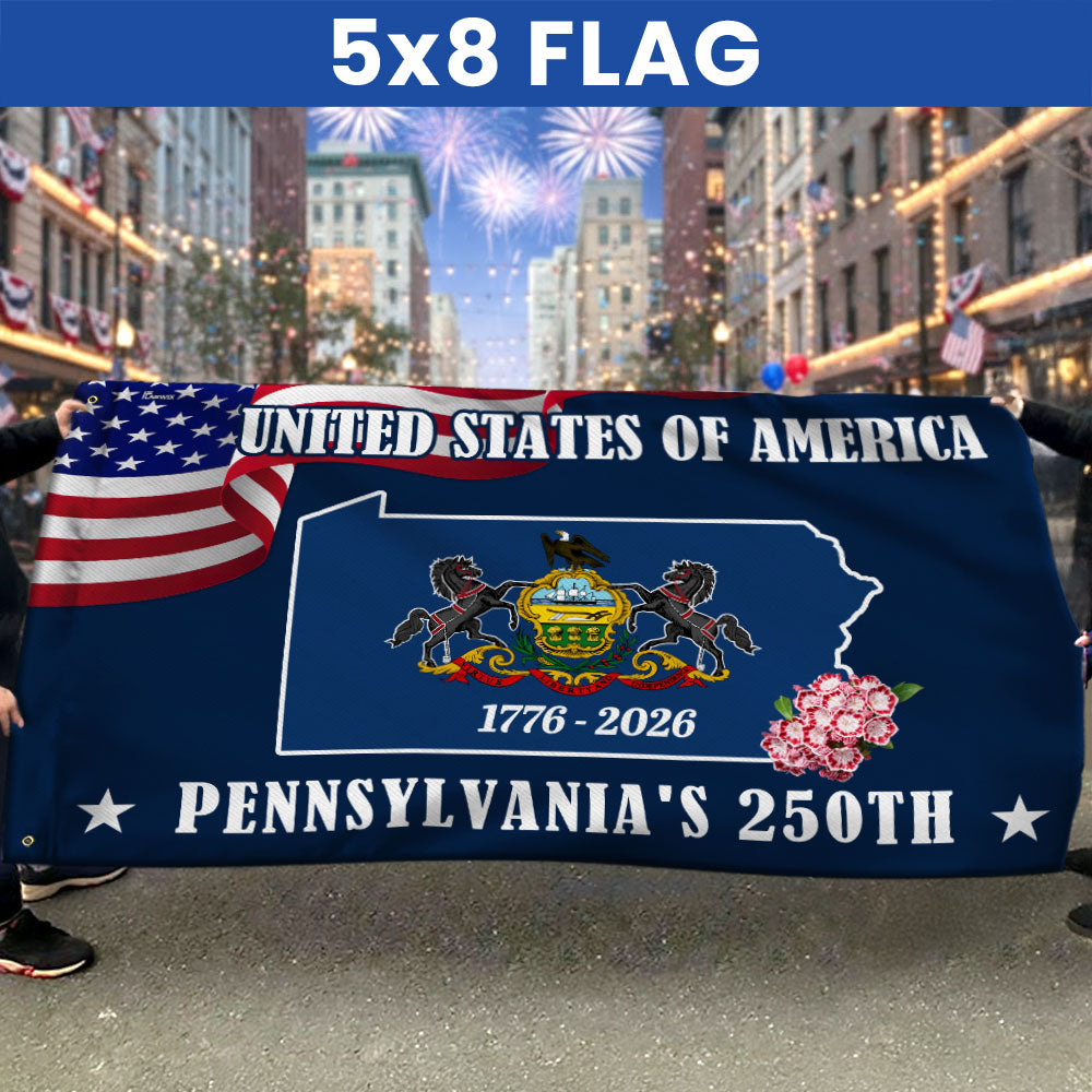 250 PA The Keystone State Flag, 1776 2026 Pennsylvania Patriotic Grommet Flag