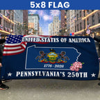 250 PA The Keystone State Flag, 1776 2026 Pennsylvania Patriotic Grommet Flag