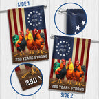 250 Years Strong 1776 2026 Chicken Flag, Patriotic Rooster Farm Decor