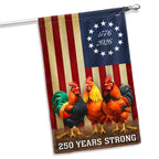 250 Years Strong 1776 2026 Chicken Flag, Patriotic Rooster Farm Decor