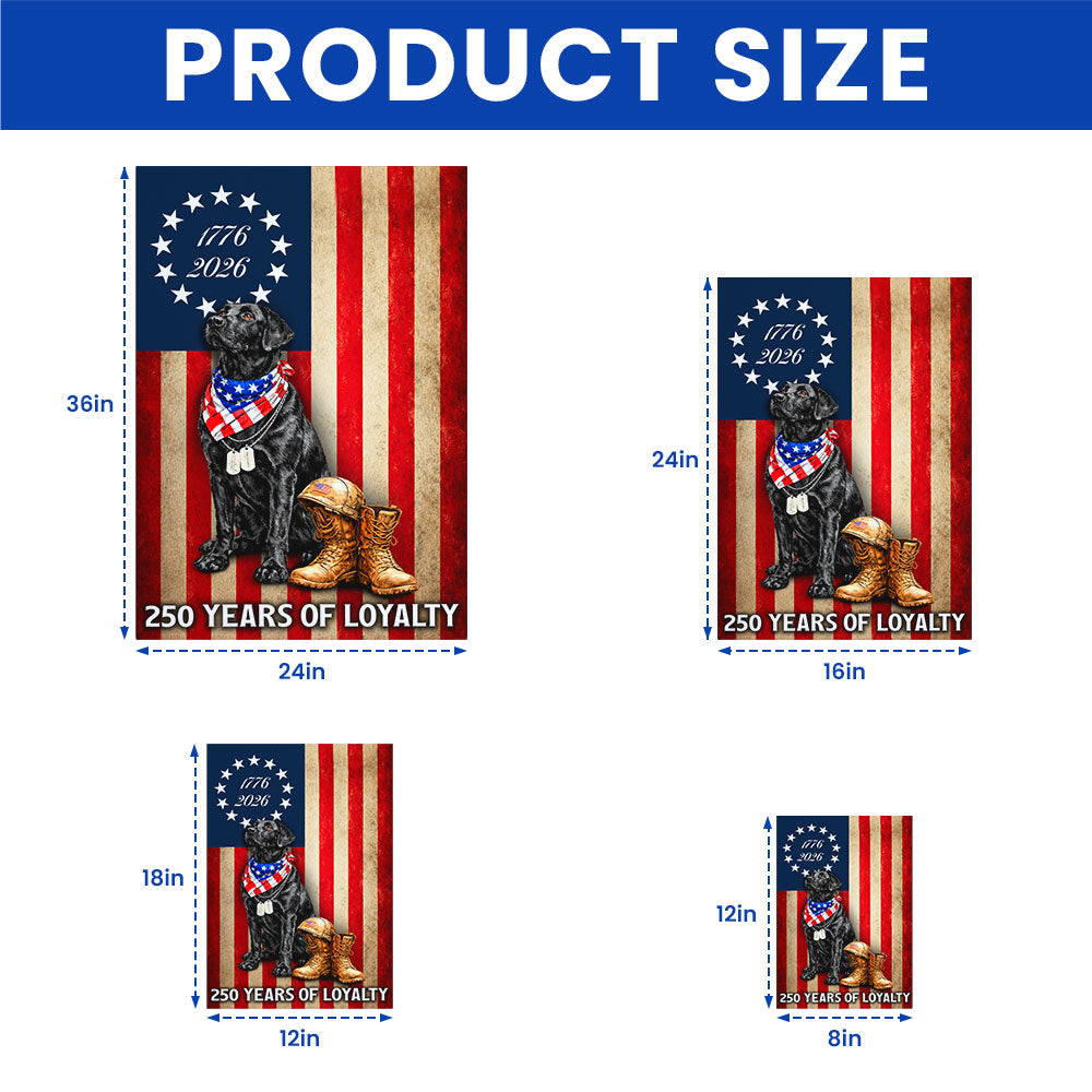 250 Years American Flag with Painting Patriotic Labrador Veteran Canvas Wall Art