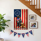 250 Years American Flag with Painting Patriotic Labrador Veteran Canvas Wall Art