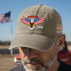 Patriotic 250 Years Washed Cap with Embroidered 1776 2026 American Flag