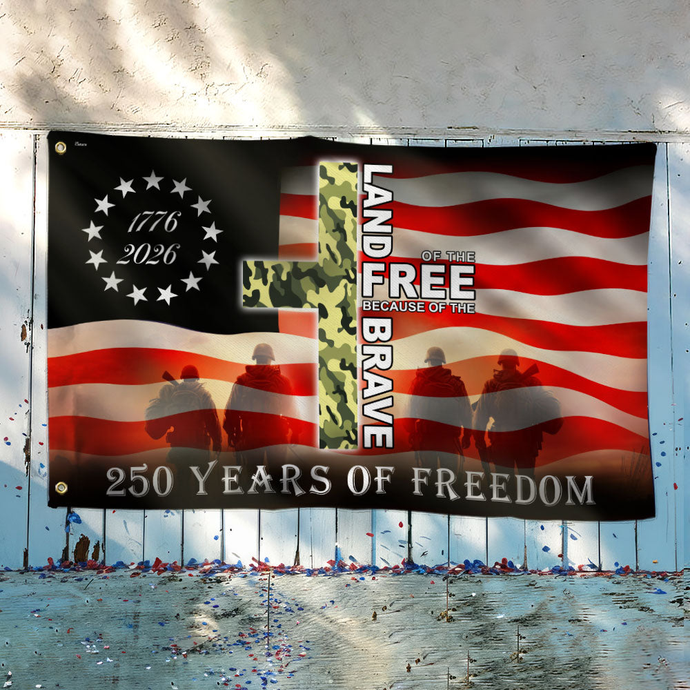 Betsy Ross 250 Years of Freedom, Land of Free Veterans Grommet Flag