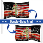 Betsy Ross 250 Years of Freedom, Land of Free Veterans Grommet Flag